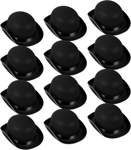Miniatura 8 de SATINIOR Black Felt Bowler Derby Hats Bulk Men Women Halloween Costume Hats for Victorian Bolivian Cosplay Party Supplies