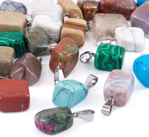Miniatura 7 de Beadthoven - 24 dijes de piedras preciosas irregulares naturales, piedras curativas mixtas, chakras, reiki, pepita, piedras preciosas para hacer