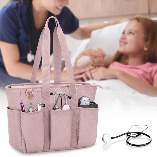 Miniatura 7 de Fasrom Bolsa de mano para enfermeras de trabajo, bolsa clínica para estudiantes de enfermería y personal de atención médica en el hogar, rosa