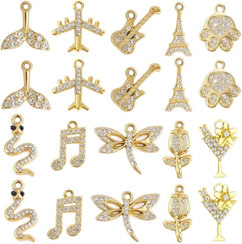 stino Rhinestone Charms for Jewelry Making, Metal Pendants for Necklace Bracelet Earrings