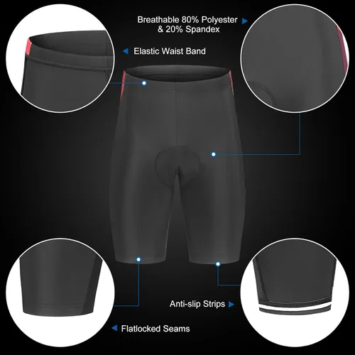 Miniatura 12 de Lixada Camiseta de ciclismo para hombre de manga corta con pantalones cortos acolchados de secado rápido para verano, ropa corta para bicicleta