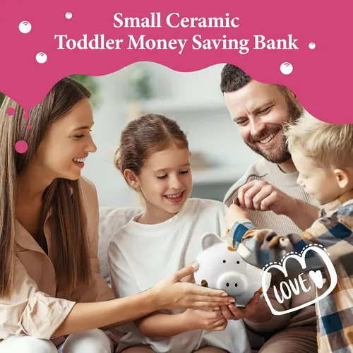 Miniatura 5 de Alcancía para niñas, pequeño banco de ahorro de dinero de cerámica para niños pequeños, caja de monedas decorativa de porcelana, pequeño contenedor
