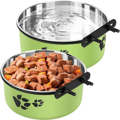 Miniatura 12 de Tazón de Agua Colgante para Perrera, ShineMe Paquete de 2 Tazones de Acero Inoxidable para Comida y Agua para Jaula de Perro, Jaula, Tazones