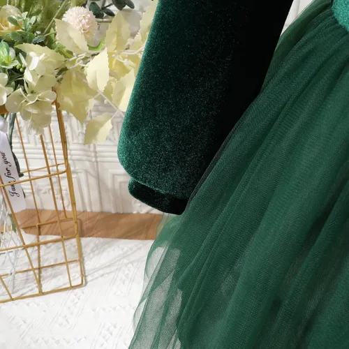 Miniatura 35 de IDOPIP Vestido tutú de terciopelo para niñas pequeñas, vestido de manga larga para princesa, Navidad, cumpleaños, fiesta, boda, vestidos de otoño e