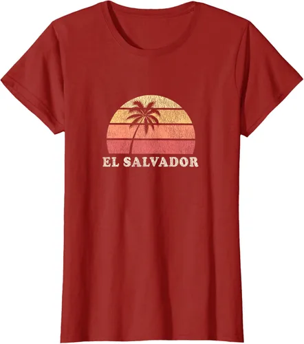 Miniatura 66 de El Salvador Vintage 70s Retro Throwback Design Camiseta, Azul