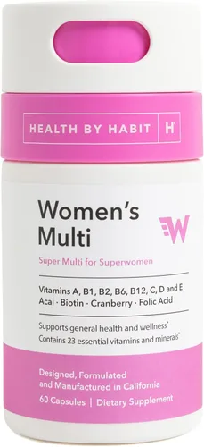 Health by Habit - Suplemento múltiple para mujer (60 cápsulas), 23 vitaminas y minerales esenciales, apoya la salud y el bienestar general, sin OMG,
