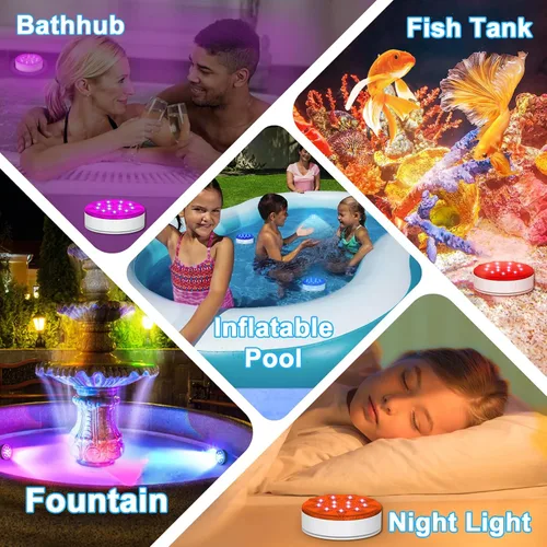 Miniatura 7 de Luces de piscina para piscina sobre el suelo, luces LED sumergibles recargables subacuáticas con control remoto, IP68 impermeable, luz de piscina