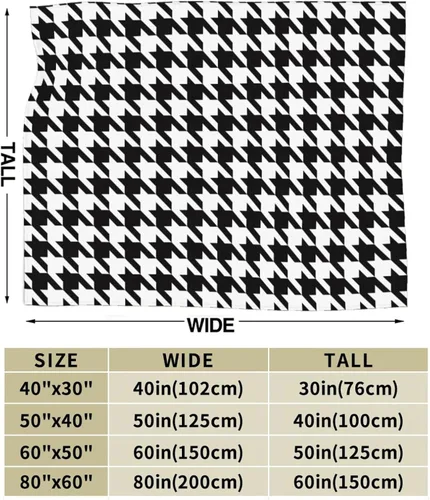 Miniatura 2 de Perinsto Manta de Tiro de Pata de Gallo Blanco y Negro Ultra Suave y Cálida para Todas las Estaciones, Manta Decorativa de Forro Polar para Cama