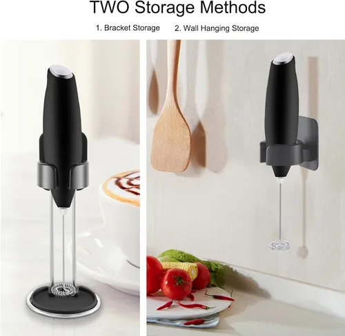 Miniatura 2 de DERGUAM Espumador de leche para café, espumador de leche eléctrico de mano, espumador de leche, mini mezclador y espumador de café para frappé