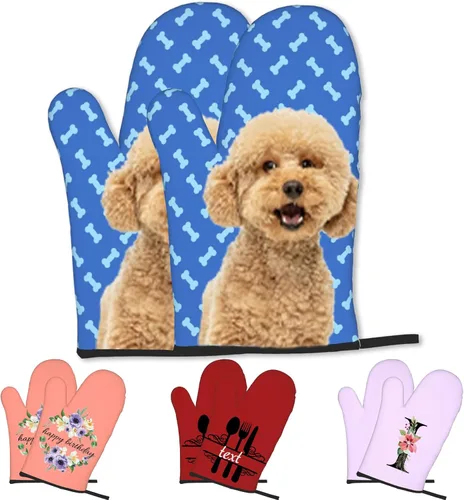 Miniatura 17 de Manoplas de horno personalizadas con soportes para ollas con nombre y foto personalizados, manoplas de horno resistentes al calor y al deslizamiento