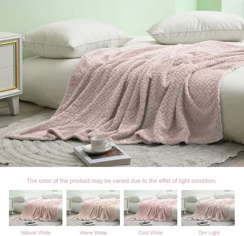 Miniatura 5 de Exclusivo Mezcla - Manta de forro polar para cama tamaño individual, 90 x 66 pulgadas; manta suave y acogedora de franela jacquard, ligera, mullida