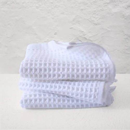 Miniatura 17 de PÜSKÜL - Paquete de 2 toallas de baño y spa de punto gofre, 100% algodón orgánico turco de alta calidad, fina de secado rápido, fabricadas en Beige