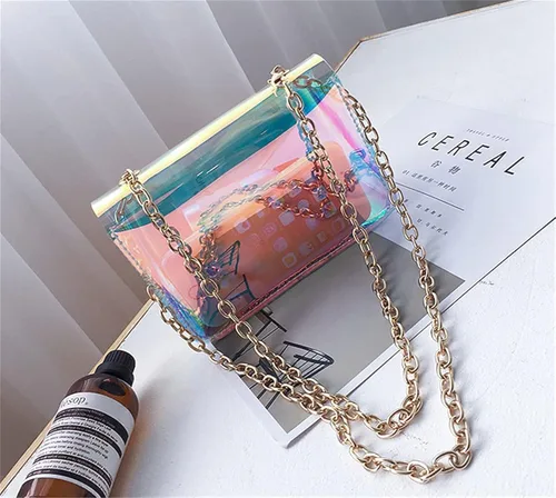 Miniatura 3 de Bolso holográfico iridiscente para mujer noche embrague claro estadio concierto aprobado
