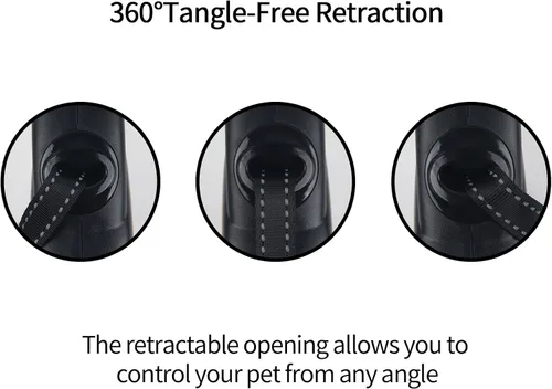 Miniatura 5 de Correa retráctil para perro de 16 pies, sin enredos de 360°, resistente para perros de hasta 66 libras con mango antideslizante, correa de paseo
