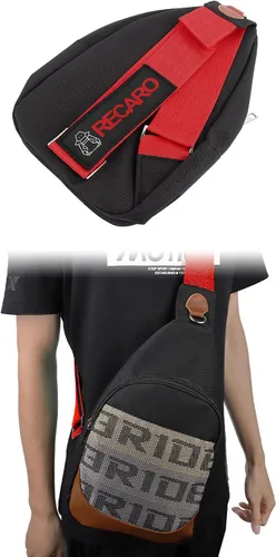 Miniatura 2 de BRIDE - Mochila cruzada de pecho RECARO con hombro rojo, Negro