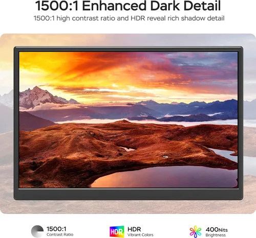 Miniatura 2 de WGK Monitor portátil de 14 pulgadas FHD1200P ultradelgado para monitor de laptop, USB-C HDMI Plug&Play, monitor externo 100% SRGB, pantalla