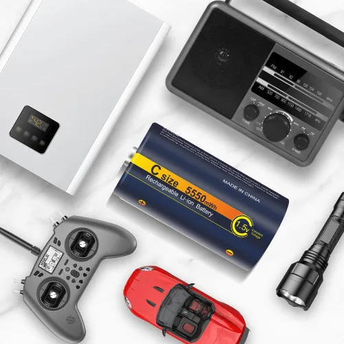 Miniatura 6 de Baterías recargables C 1.5V 4 paquetes con cargador de batería universal Litio USB, 5500 mWh, compatible con pilas AA AAA C D