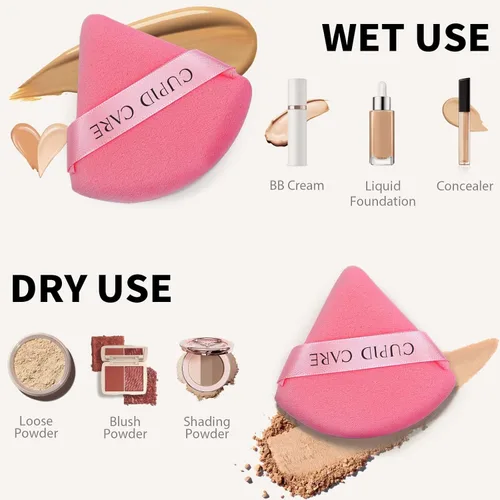 Miniatura 3 de 6 piezas de esponja de polvo con 2 estuches de viaje, esponjas de polvo de fijación para polvo facial y base, esponja de maquillaje de terciopelo