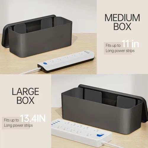 Miniatura 3 de YECAYE Paquete de 2 cajas de organización de cables, organizador de cajas de cables para mascotas para el hogar y la oficina, cubierta de cables a