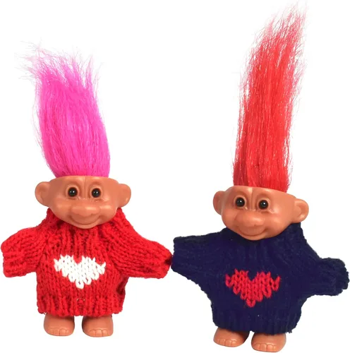 Miniatura 9 de 2 PIEZAS Muñecos Retro Lucky Troll con Suéteres Tejidos a Mano - Coloridos, Adorables, Ideales para Colecciones, Proyectos Escolares, Manualidades