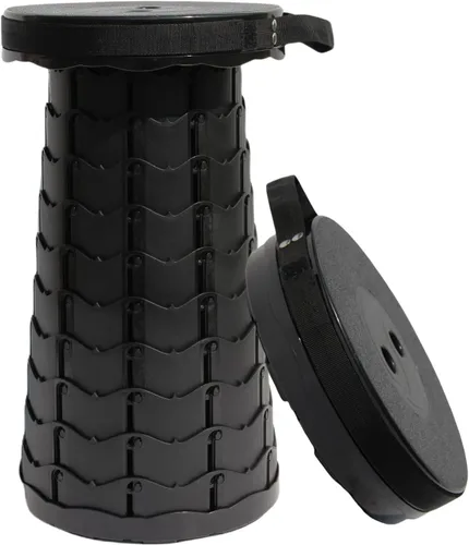 ALEVMOOM Taburete plegable de nailon mejorado con peso máximo de 500 libras, portátil, retráctil, plegable, telescópico, para adultos, silla para