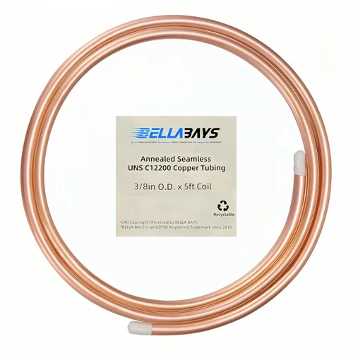Miniatura 21 de BELLA BAYS Tubería de Cobre 3/8" DE x 0.320" DI x 25 pies, 99.9% C12200 ASTM B280 Tubería ACR de Refrigeración Sin Costuras Bobina Suave Redonda T2