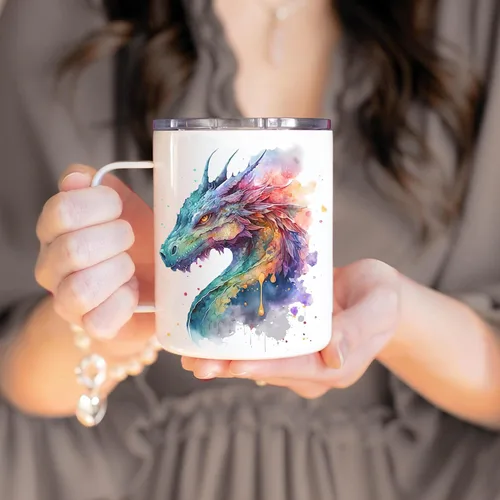 Miniatura 5 de Hyturtle Taza de Dragón - Taza de Café de Acero Inoxidable de 12oz, Regalo para Amantes de los Dragones para Mujeres, Regalo Bonito para Amantes