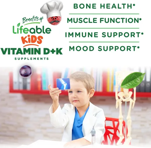 Miniatura 3 de Lifeable Gomitas de vitamina D3 K2 para niños 500iu D3 y K2 100mcg Suplementos D3 y K2 de gran sabor para salud e inmunidad ósea VIT D3 K2
