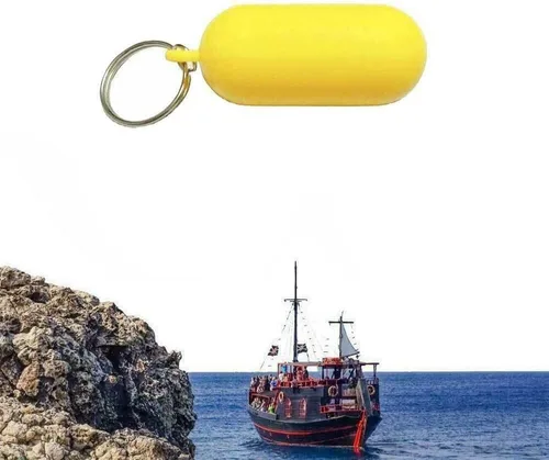 Miniatura 4 de BRAVECOW 5 llaveros flotantes de barco de 2.68 x 0.98 pulgadas, diseño de boya amarilla, forma ovalada, llavero flotante de plástico, accesorio