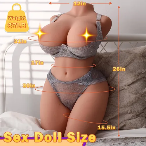 Miniatura 2 de Torso de Muñeca Sexual Femenina de Tamaño Real de 37 Libras, Masturbador Masculino, Muñecas Sexuales Realistas con Pechos Grandes, Coño y Culo