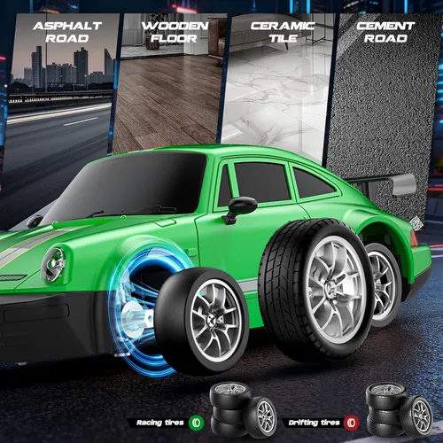 Miniatura 3 de Coche RC Drift, Coche de Control Remoto a Escala 1:24 con Luces LED, Coches RC de Alta Velocidad 20KM/H 4WD, Coche de Juguete de Carreras y Derrapes