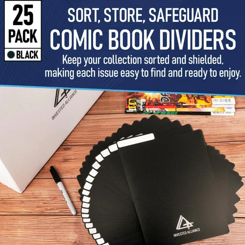 Miniatura 2 de Divisores negros para cómics (paquete de 25) Plástico de polietileno 30PT, contenedores, gabinetes, divisores de biblioteca, tableros de cómics