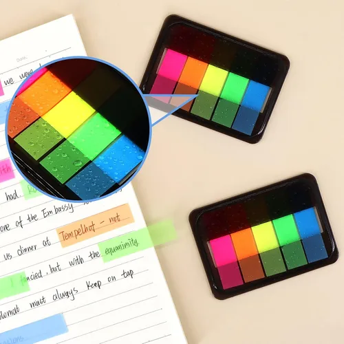 Miniatura 3 de 600 pestañas adhesivas para índice de página, pestañas adhesivas transparentes para anotar libros, pestañas adhesivas de neón, pestañas de índice