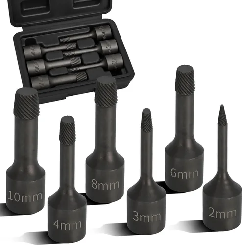 Miniatura 9 de Juego de 5 extractores de cuña de impacto de 1/2 pulgada, kit de adaptador de removedor de pernos fácil de quitar, herramienta de extracción