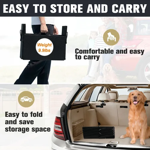Miniatura 3 de Escalones para perros para automóvil, camión, SUV, rampas para perros con superficie de alta tracción, escaleras portátiles impermeables para perros