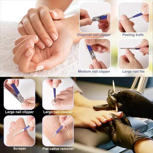 Miniatura 5 de Juego de manicura y pedicura para mujer, juego de cortaúñas 32 en 1, herramientas profesionales de cuidado de uñas, incluye cuidado facial, uñas