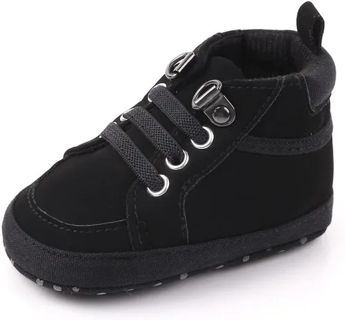 Sekantrol Zapatos de cuna para recién nacidos, para niños y niñas, suela de goma suave, zapatos para bebés, zapatos deportivos de moda de caña alta