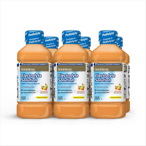GoodSense Solución mixta de electrolitos de frutas, reemplaza electrolitos, líquidos y zinc, niños y adultos, 33.8 onzas líquidas (paquete de 6)