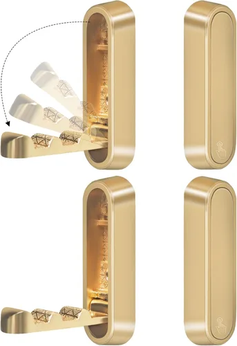 4 piezas de ganchos de pared dorados plegables, ganchos de pared plegables de aleación de zinc resistentes, ganchos de abrigo ocultos plegables para