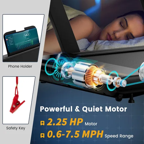 Miniatura 3 de GYMAX Almohadilla para caminar, 2 en 1, instalación gratuita debajo del escritorio, con monitor LED, aplicación inteligente/control remoto y altavoz