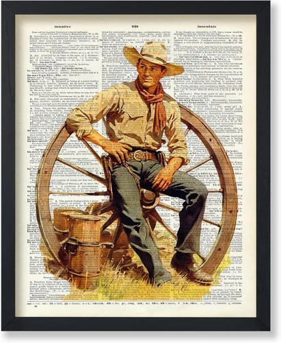 Miniatura 12 de Poster Master Póster de diccionario – Estampado retro de vaquero y caballo – Obra de arte del salvaje oeste – Diseño occidental – Arte moderno