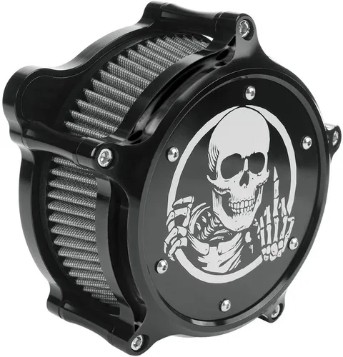 Miniatura 5 de Filtros de filtro de aire para motocicleta, kit de filtro de aire estilo calavera, apto para Harley FLHR Road King FLHX Street Glide FLTRX Road