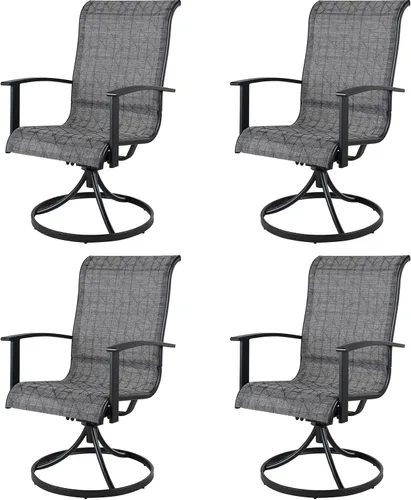 Miniatura 11 de Grand patio Juego de 2 sillas de comedor giratorias para exteriores, juego de balancines de malla de 360 grados para terraza, jardín trasero