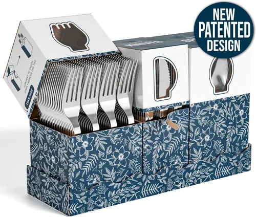 Miniatura 9 de Exquisite Juego de cubiertos de plástico plateado resistente, 300 unidades, para fiestas, soporte para utensilios para encimera de cocina, 100