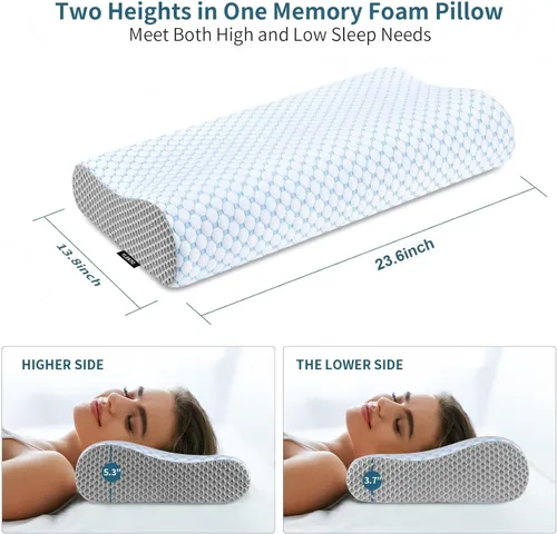 Miniatura 3 de Almohada cervical para el cuello para aliviar el dolor, almohadas de espuma viscoelástica de contorno para dormir, almohada ergonómica, almohada