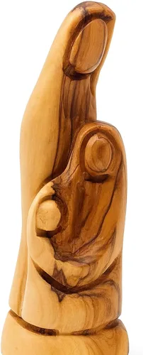 Miniatura 12 de Zuluf HOF027 - Figura de madera de olivo de 3.1 pulgadas, pequeña Natividad tallada a mano de José, Virgen María y Niño Jesús, inauguración de casa