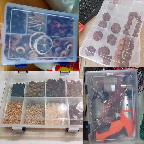 Miniatura 6 de Xiaoyztan Organizador de plástico transparente, 8 rejillas con divisores ajustables, joyero de almacenamiento de cuentas para piezas pequeñas