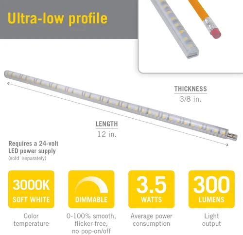 Miniatura 5 de Armacost Lighting RigidStrip 3000K 311120 Kit de difusor de luz LED enlazable de 12 V 12 pulgadas