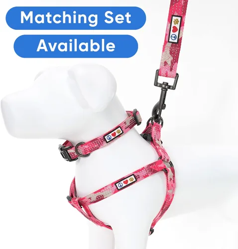 Miniatura 5 de Pawtitas correa para mascotas/cachorro de ft reflectante de perro con collar y arnés de juego que se venden por separado., Rosado (Pink Camo)