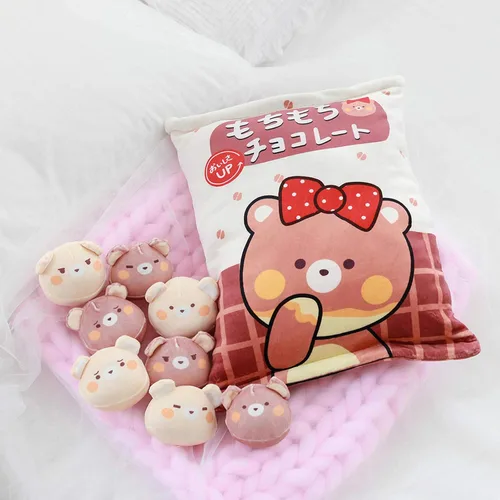 Miniatura 5 de Nenalayo Linda Bolsa de Juguete de Peluche de Oso de Chocolate, Cojín Decorativo Suave, Juguetes de Animales de Peluche, Regalos Creativos